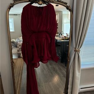 “Miss Rosier” Burgundy flowy short Dress